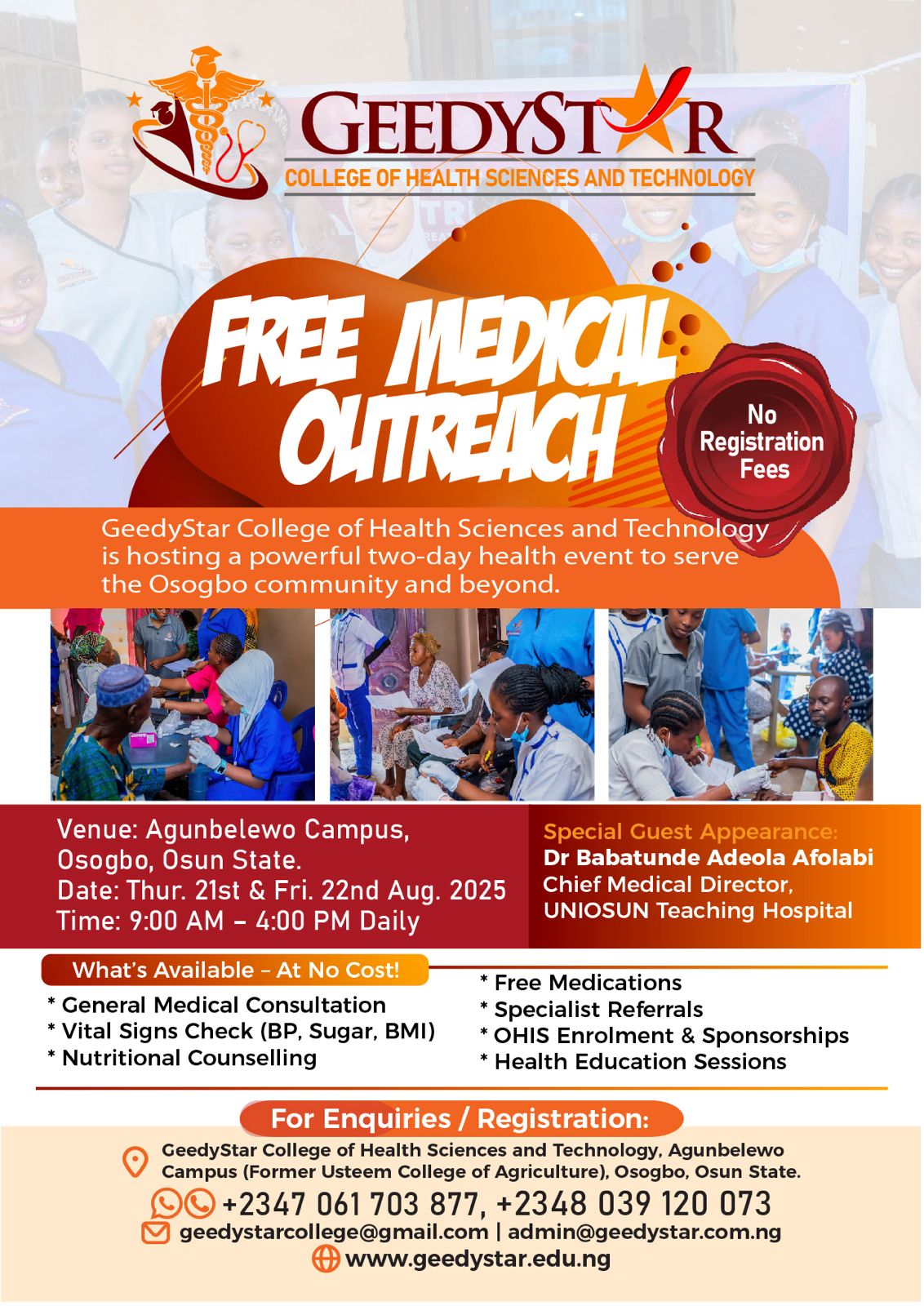 A Voice of Healing: Dr Babatunde Adeola Afolabi Joins GeedyStar’s Medical Mission